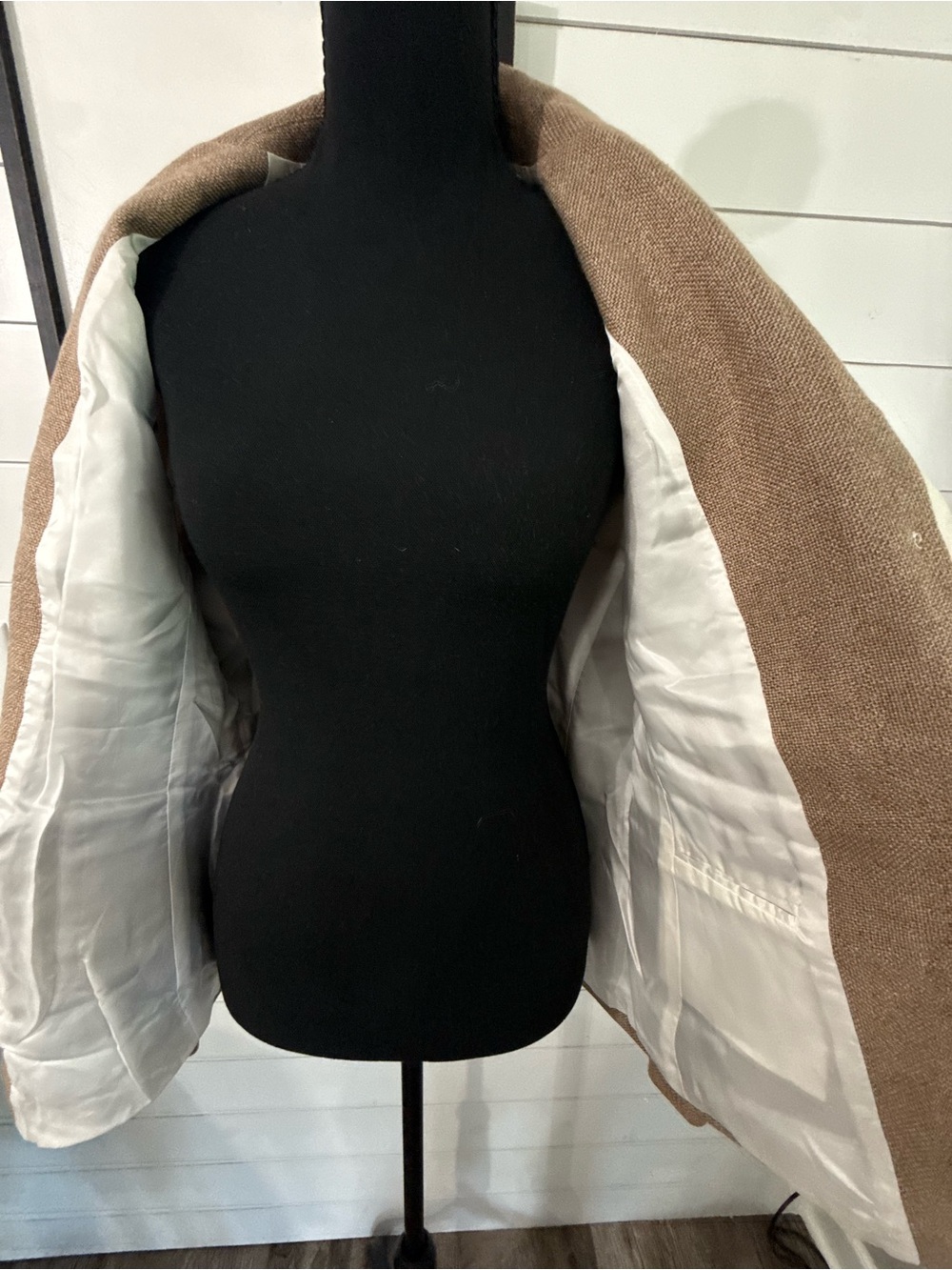 Brooks Brothers 346 Women's Beige White Linen Wool 3-Button Lined Blazer Size 12 - Picture 6 of 7